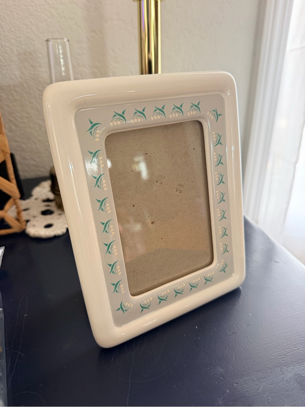 Hallmark White Frame with Turquoise Floral Border